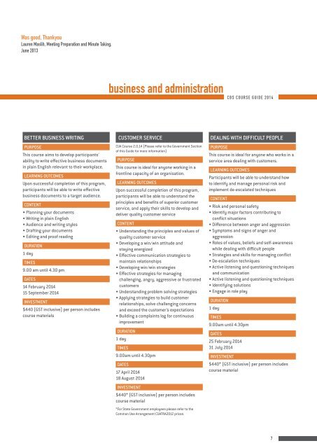 cbs course guide - Central TAFE