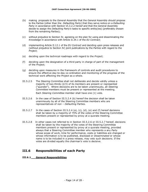 Consortium Agreement of the Specific Targeted Research Project