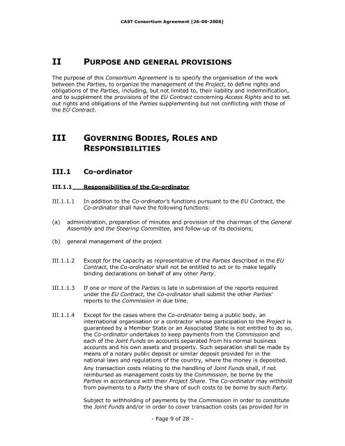 Consortium Agreement of the Specific Targeted Research Project