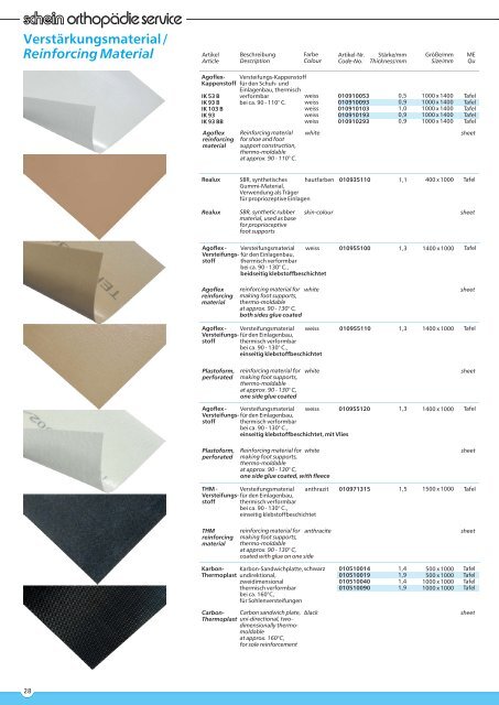 Polstermaterialien / Padding Materials - Schein