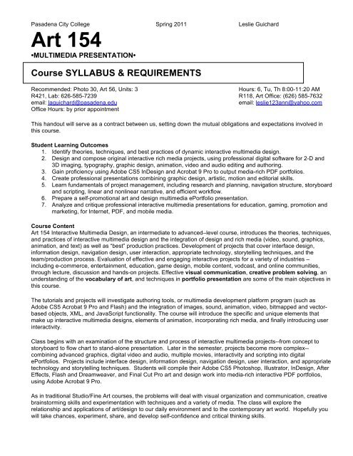 Course Syllabus and Requirements - Pasadena City College