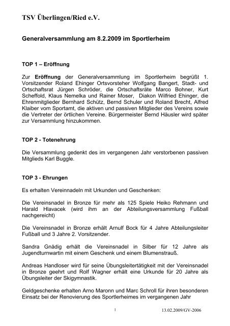 TSV Überlingen/Ried e.V. - TSV Überlingen am Ried e.V.