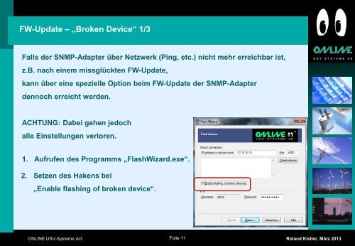 Technik Workshop 3 - Tools SNMP-Adapter - Online USV Systeme