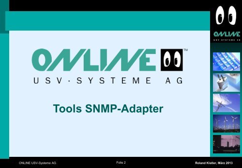 Technik Workshop 3 - Tools SNMP-Adapter - Online USV Systeme