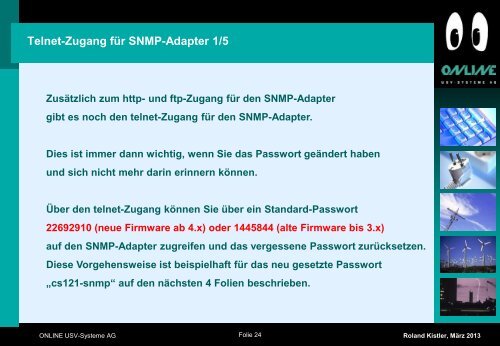 Technik Workshop 3 - Tools SNMP-Adapter - Online USV Systeme