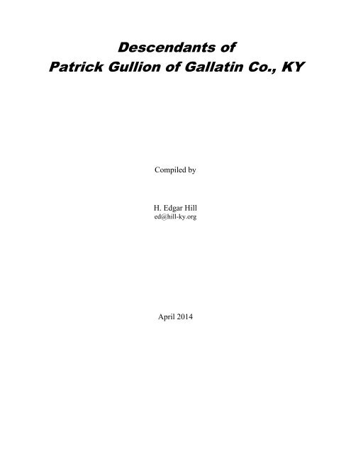 Descendants of Patrick Gullion of Gallatin Co., KY - GullionFamily.org