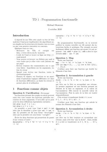 TD 1 : Programmation fonctionnelle - Michael Monerau