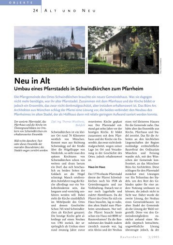 Neu in Alt Umbau eines Pfarrstadels in Schwindkirchen ... - Bauverlag