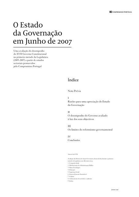 O Estado da Governação em Junho de 2007 - Compromisso Portugal
