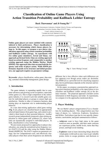 Classification of Online Game Players Using Action Transition ...