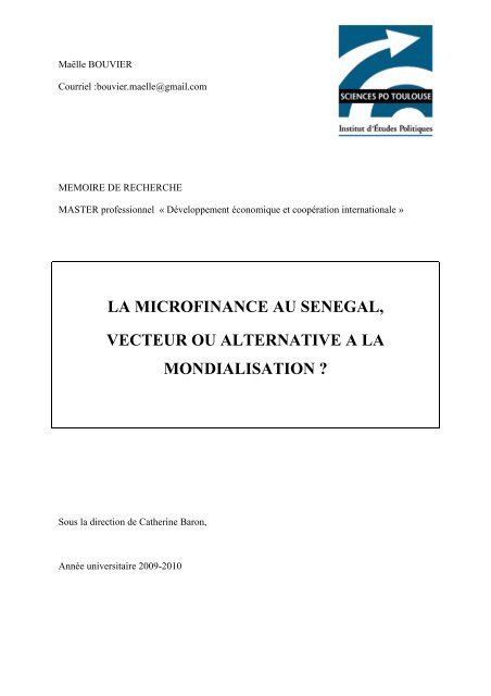 La Microfinance Au Senegal Service Central D Authentification