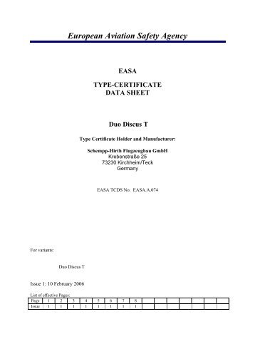 European Aviation Safety Agency EASA TYPE ... - Schempp-Hirth