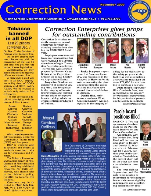 Correction News - North Carolina Department of Corrections