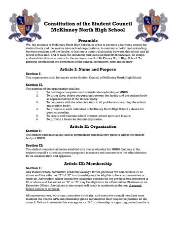 Student Council Constitution and - McKinney Independent School ...