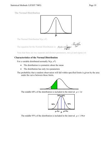The Normal Distribution Characteristics of the Normal Distribution