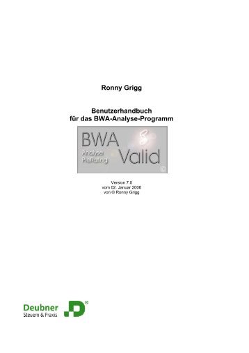 Ronny Grigg Benutzerhandbuch für das Bwa-Analyse-Programm