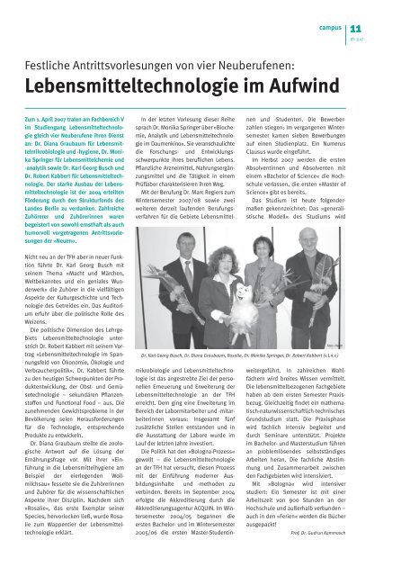 TFH-Presse 3/2007 - Beuth Hochschule für Technik Berlin