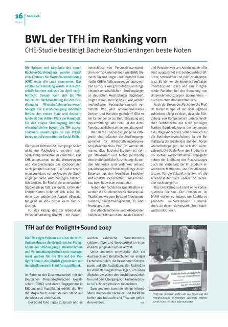 TFH-Presse 3/2007 - Beuth Hochschule für Technik Berlin