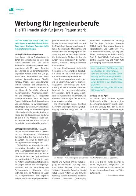 TFH-Presse 3/2007 - Beuth Hochschule für Technik Berlin