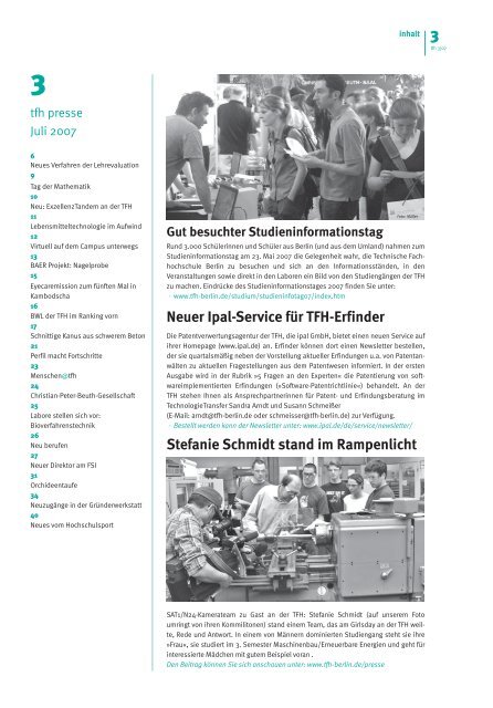 TFH-Presse 3/2007 - Beuth Hochschule für Technik Berlin