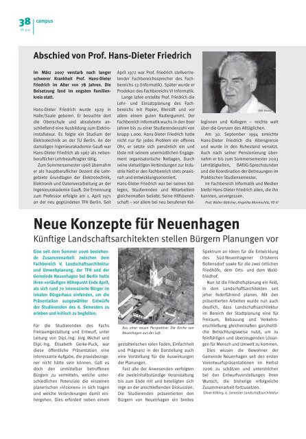 TFH-Presse 3/2007 - Beuth Hochschule für Technik Berlin