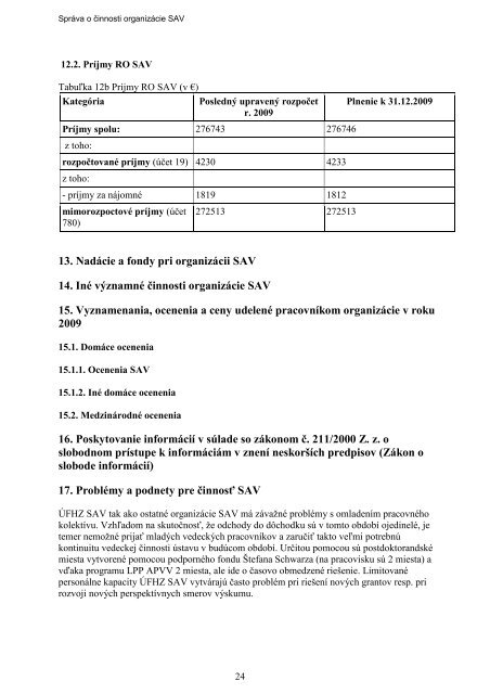 SprÃ¡va o Äinnosti ÃFHZ SAV za r. 2009 - institute of animal ...