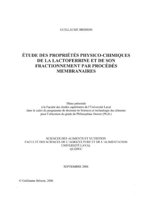 etude des proprietes physico-chimiques de la lactoferrine et de son ...