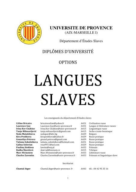 universite de provence diplômes d'université options - Aix Marseille ...
