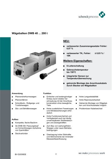 Wägebalken DWB 40 ... 200 t NEU - Schenck Process GmbH