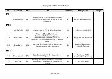 Zulassungsarbeiten Word Dokument - Didaktik der Biologie