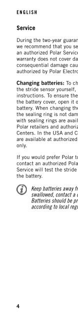 Polar s3 Stride Sensor W.I.N.D. User Manual