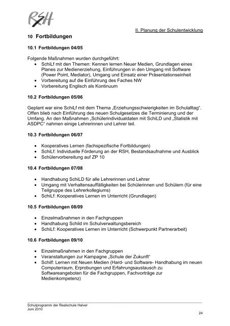 Fassung des Schulprogramms 2010-2011 - Realschule Halver