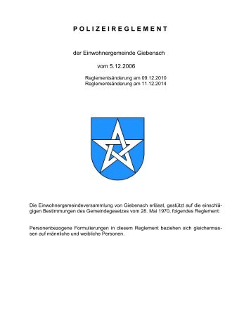 Gemeinde Giebenach: Polizeireglement