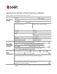 Application Form for Admission to a Research Programme (eg MPhil ...