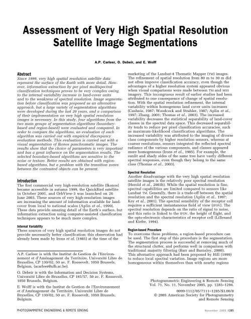 Assessment of Very High Spatial Resolution Satellite ... - ARMURS