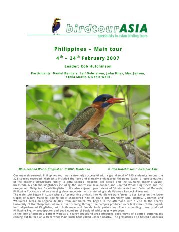 Philippines – Main tour - Birdtour Asia