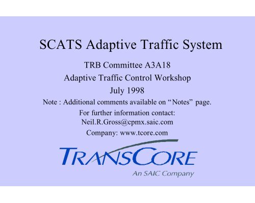 SCATS Adaptive Traffic System - Traffic Signal Systems Committee