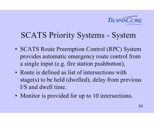SCATS Adaptive Traffic System - Traffic Signal Systems Committee