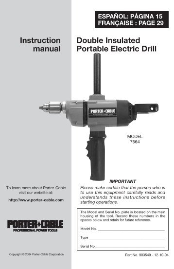 Double Insulated Portable Electric Drill Instruction manual