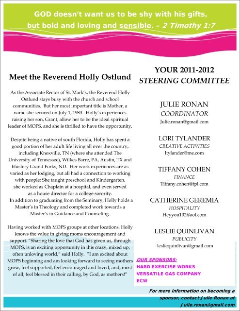 Meet the Reverend Holly Ostlund - St. Mark's Episcopal Church