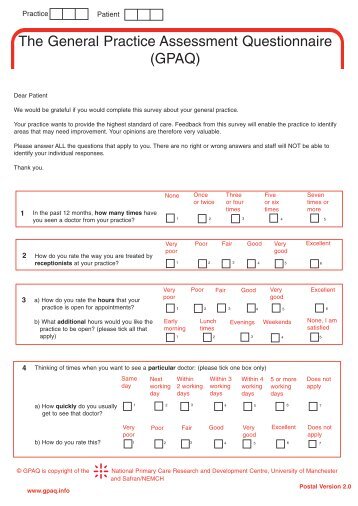 GPAQ V2 Postal Questionnaire