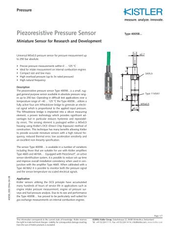 Piezoresistive Pressure Sensor