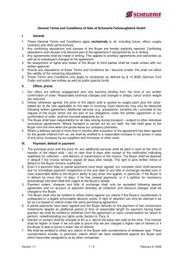 General Terms and Conditions of Sale of Scheuerle Fahrzeugfabrik ...