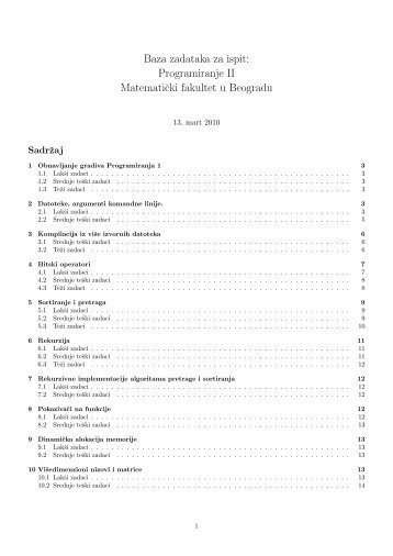 Baza zadataka za ispit: Programiranje II ... - Ncd.matf.bg.ac.rs