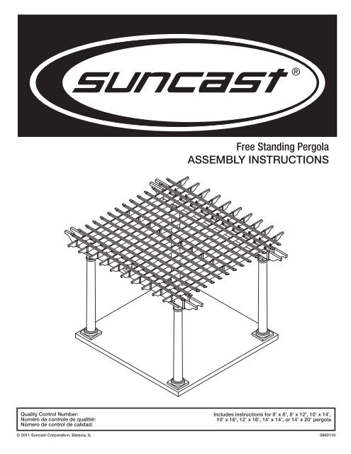 Free Standing Pergola ASSEMBLY INSTRUCTIONS - Easy2.com