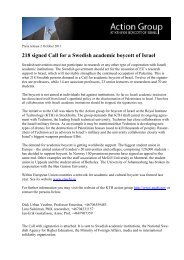 218 signed Call for a Swedish academic boycott of Israel - Aurdip