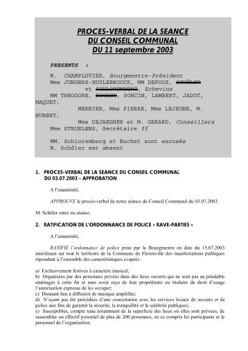 PROCES-VERBAL DE LA SEANCE DU CONSEIL ... - Florenville