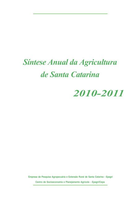 SÃ­ntese Anual da Agricultura de Santa Catarina - Cepa