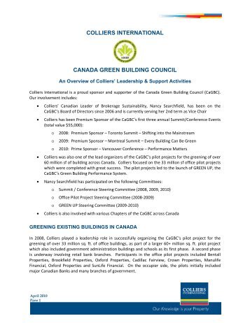 COLLIERS INTERNATIONAL CANADA GREEN BUILDING COUNCIL