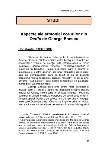 Aspecte ale armoniei corurilor din OEDIP de George Enescu - UCMR